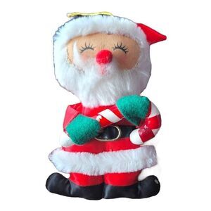 vintage santa claus christmas ornament Russ Holiday Decor RETRO 80s 5 in Plush